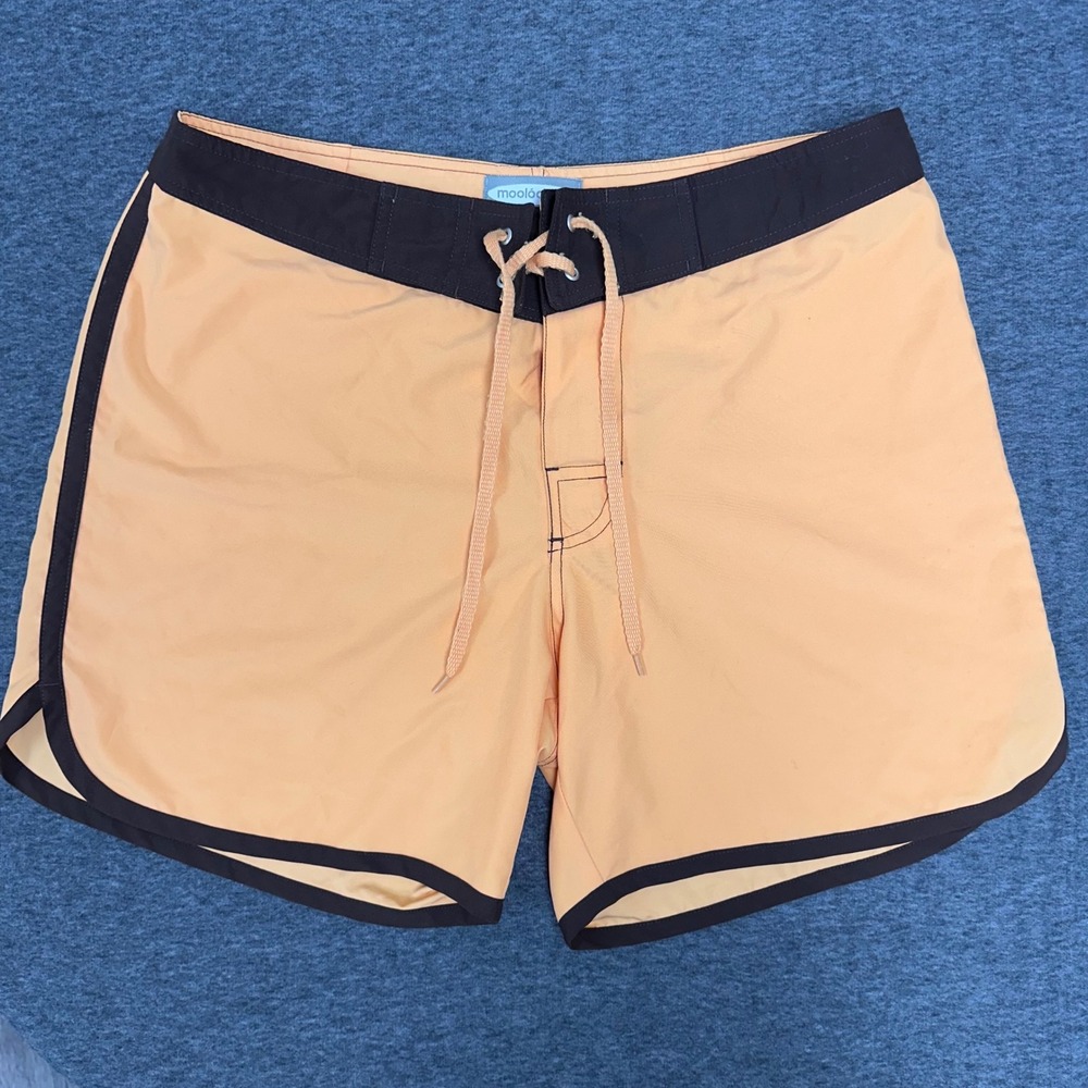 Mooloolaba Women Swim Trunks Board Shorts Drawstring Peach Brown Beach Trim‎ L